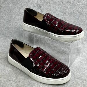 Sol Sana Burgundy Croc Embossed Slip On Sneakers Women's Sz 8